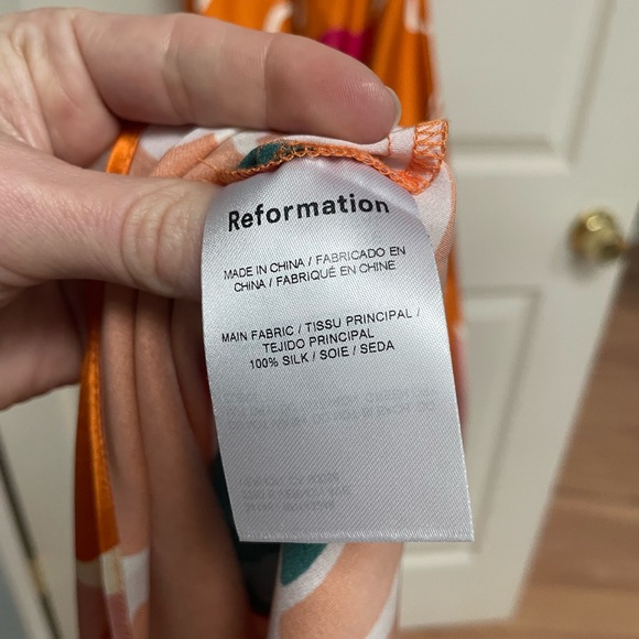 Reformation Daytona Silk Dress in Electra Orange Floral Midi NWT XS - Picture 9 of 9